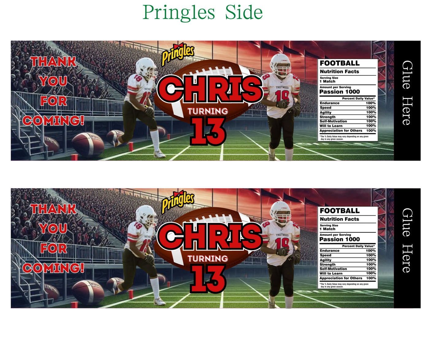 Football Party Favor Template (Digital Download Editable in Canva)